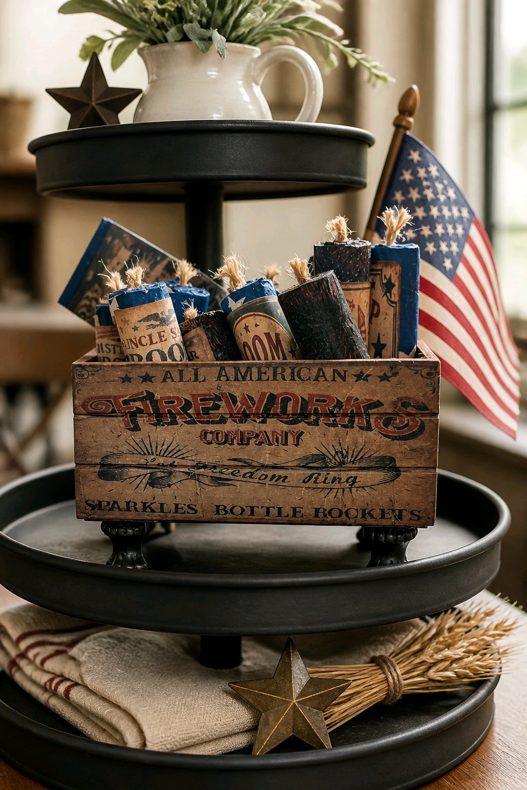 Patriotic Faux Fireworks Display Decor