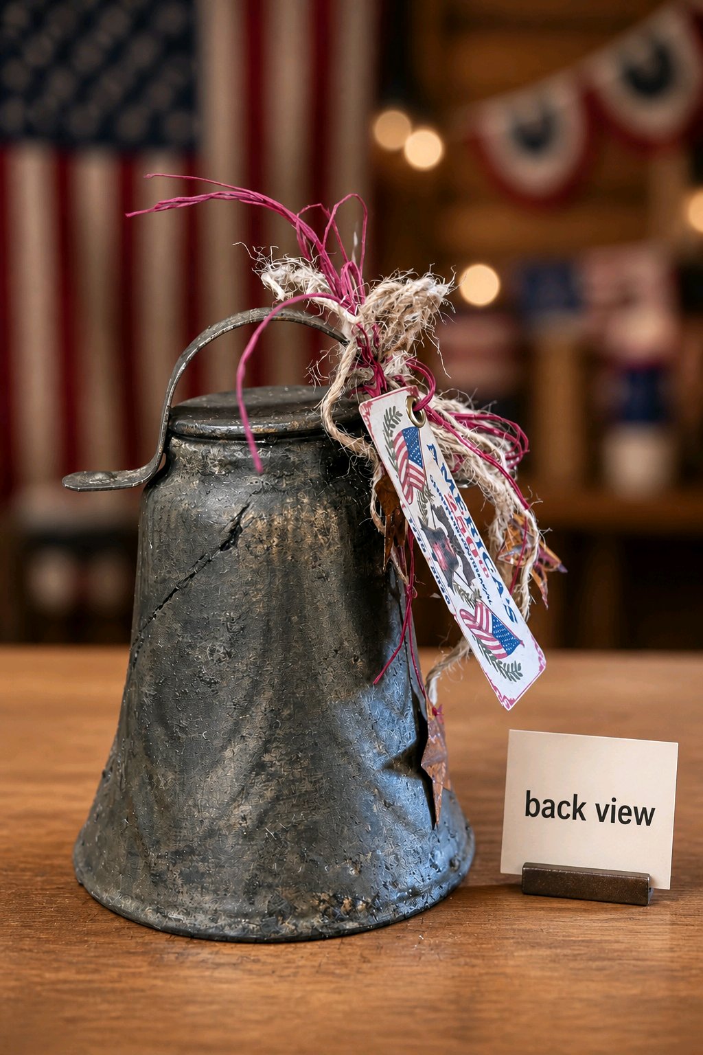 Americana Bell –1776 - Upcycled Glass Globe Faux Metal Bell Decor