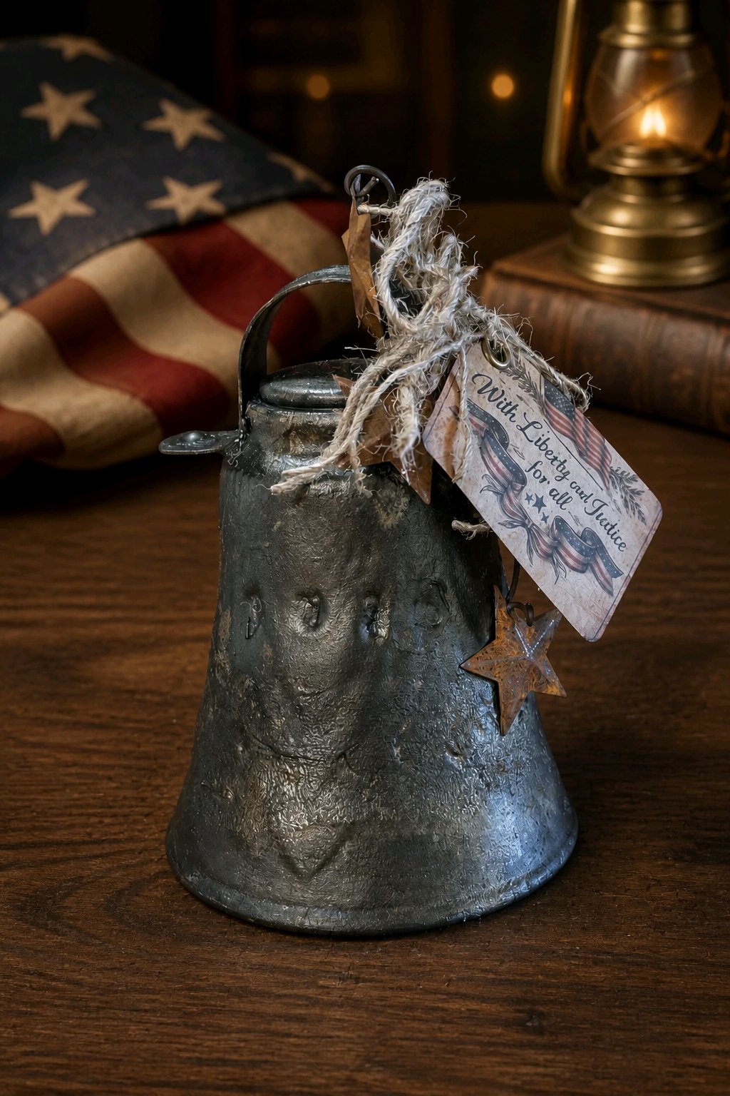 Americana Bell – Upcycled Glass Globe Faux Metal Bell Decor