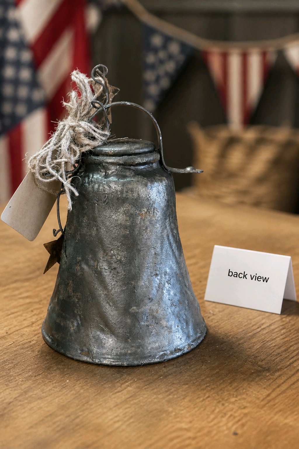 Americana Bell – Upcycled Glass Globe Faux Metal Bell Decor