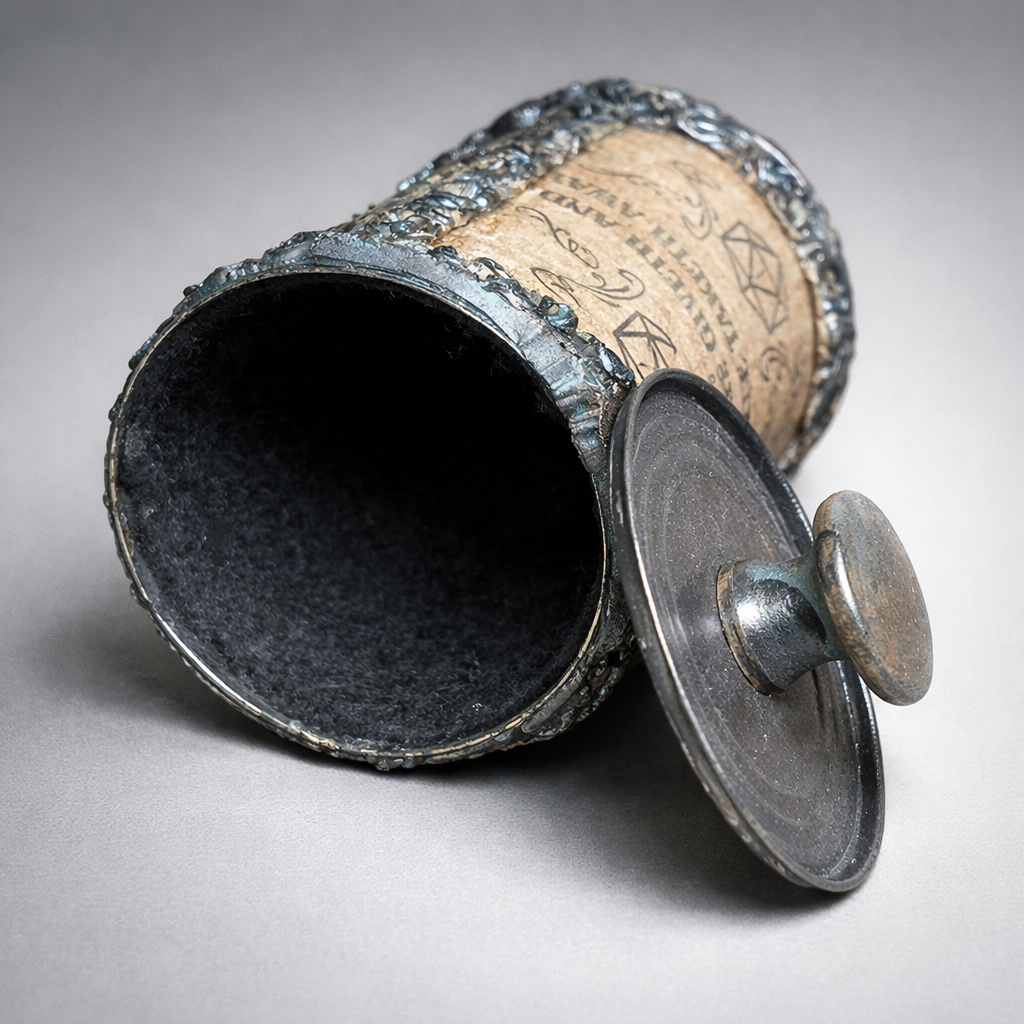 Handmade Gaming Dice Holder - Upcycled Felt-Lined Tin Container  Dice giveth