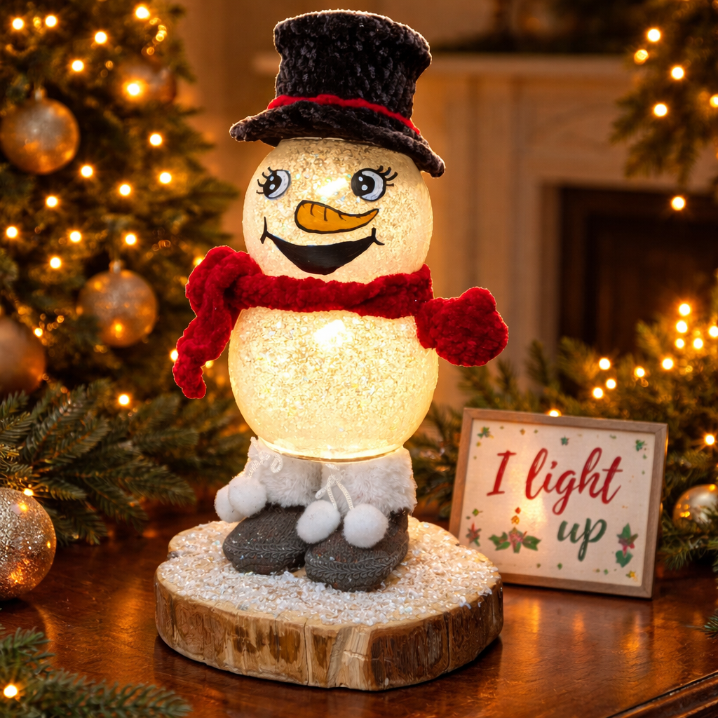 Standing Snowman with Lights - Handmade Holiday Decoration