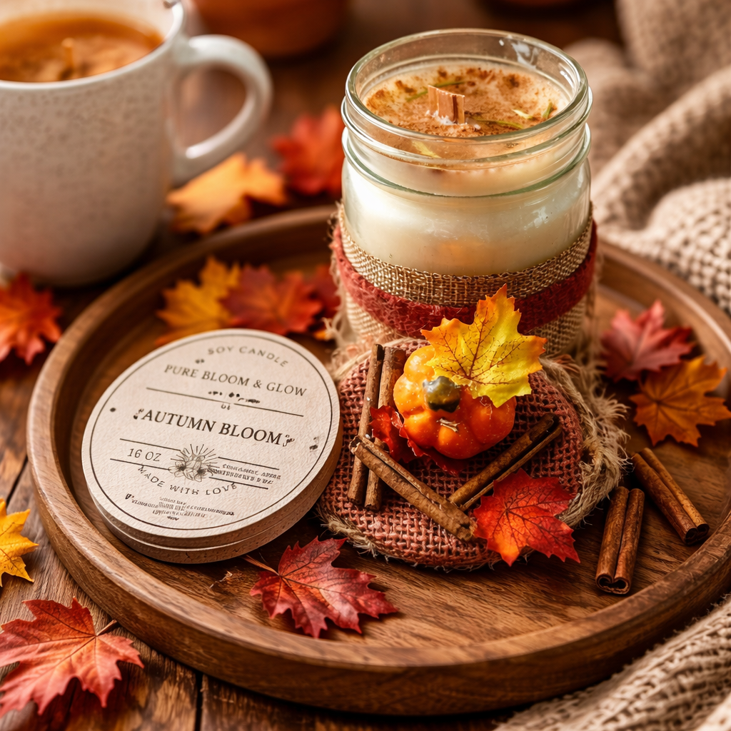 Purely Luminous Whispers Homemade 100% Natural Candles - Soy Candle - Autumn Bloom