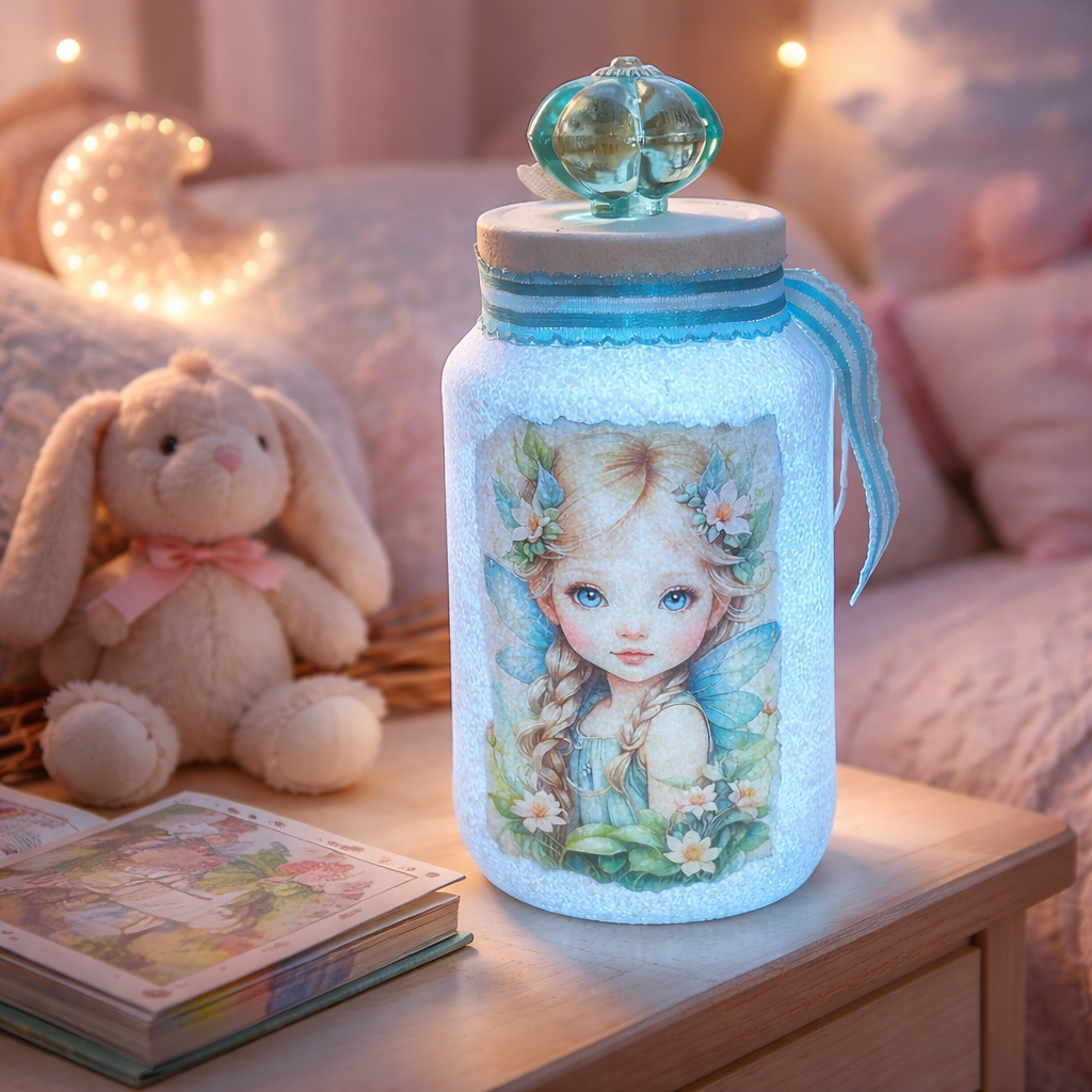 Fairy Jar Blue with Fairy Lights