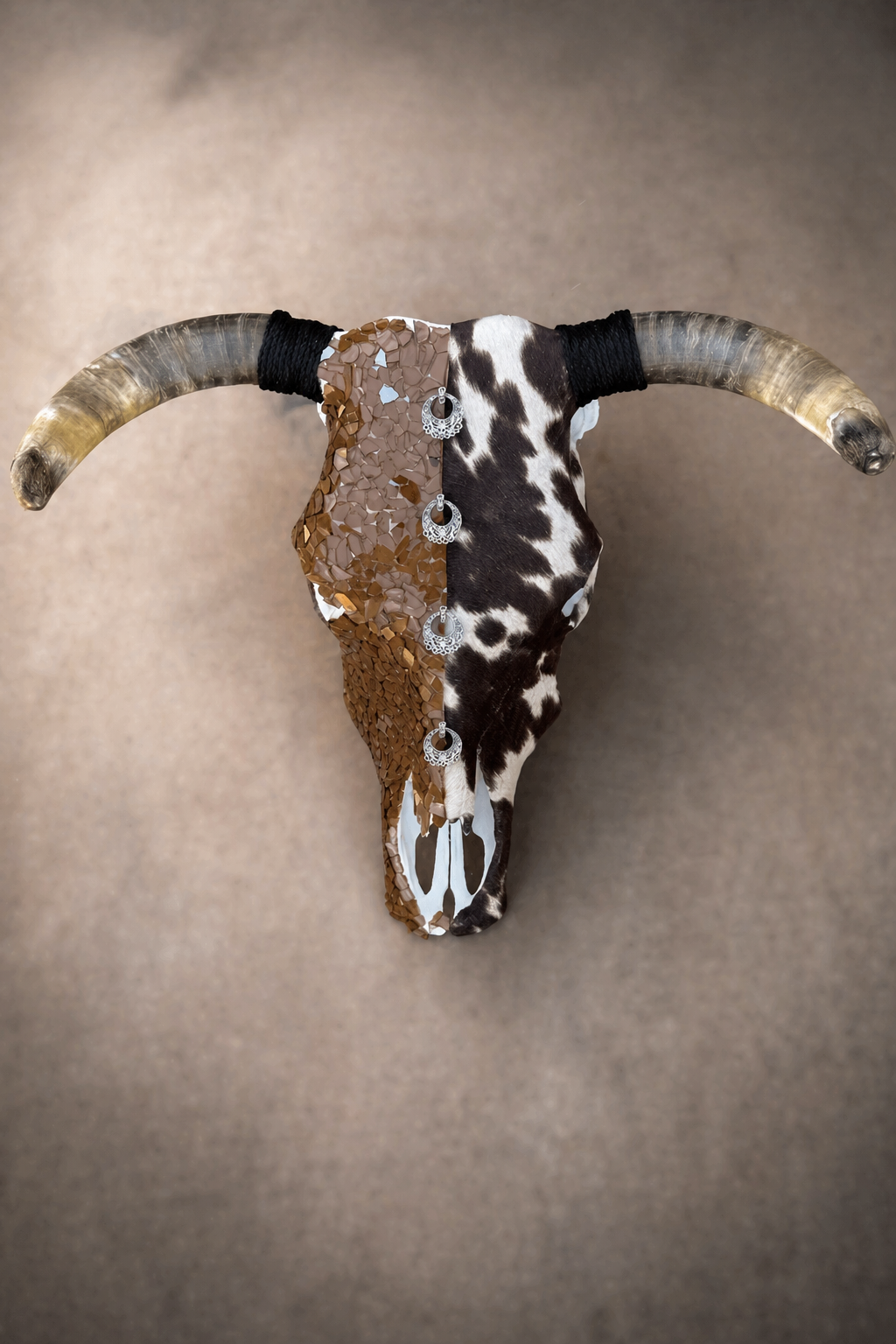 Altered Longhorn Skull — Glass & Hide Statement Wall Art by Taryn’s Creations