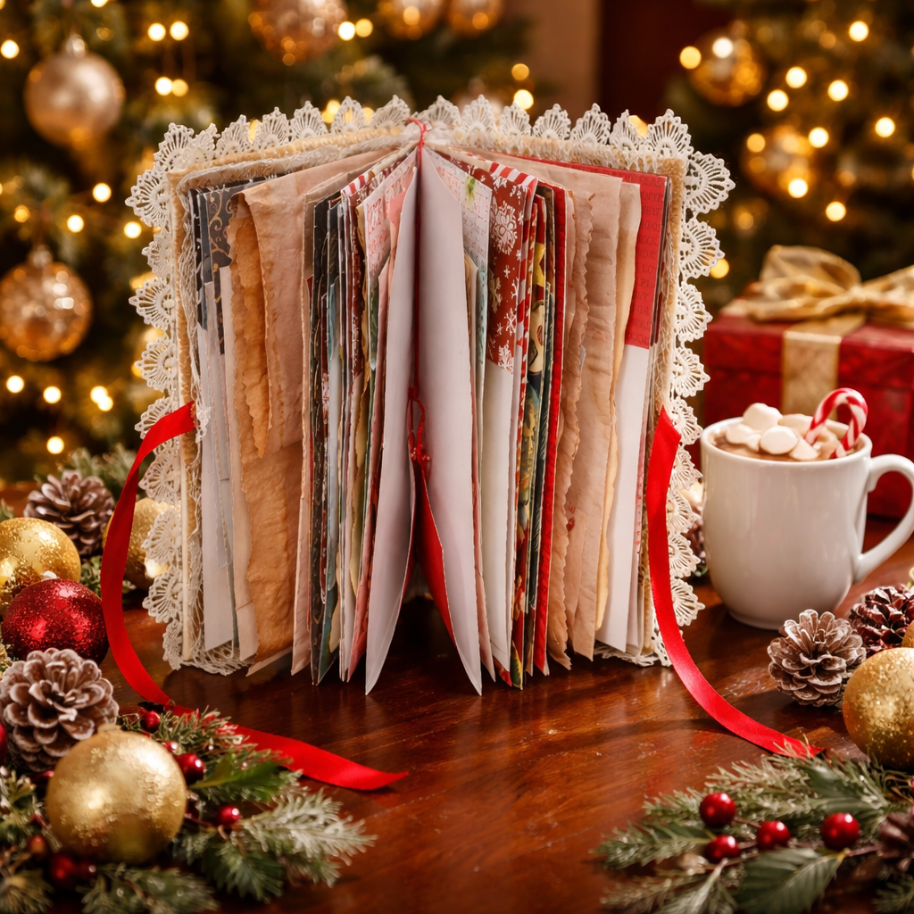 Handmade Christmas-Themed Junk Journal - Holiday Memory Keeper