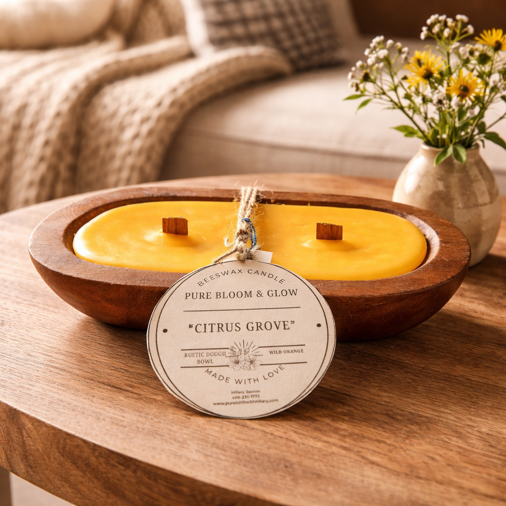 Purely Luminous Whispers Homemade 100% Natural Candles - Beeswax Candle -Citrus Grove