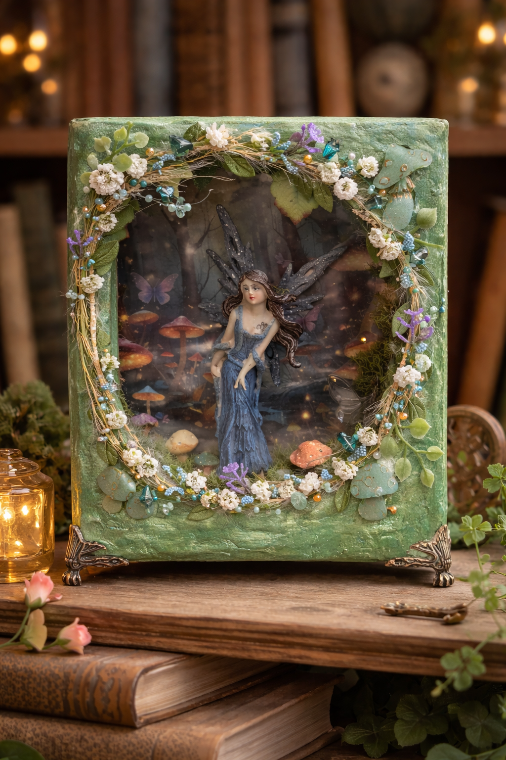 Handmade Fairy Diorama With Fairy Lights – Enchanted Forest Shadow Box Decor