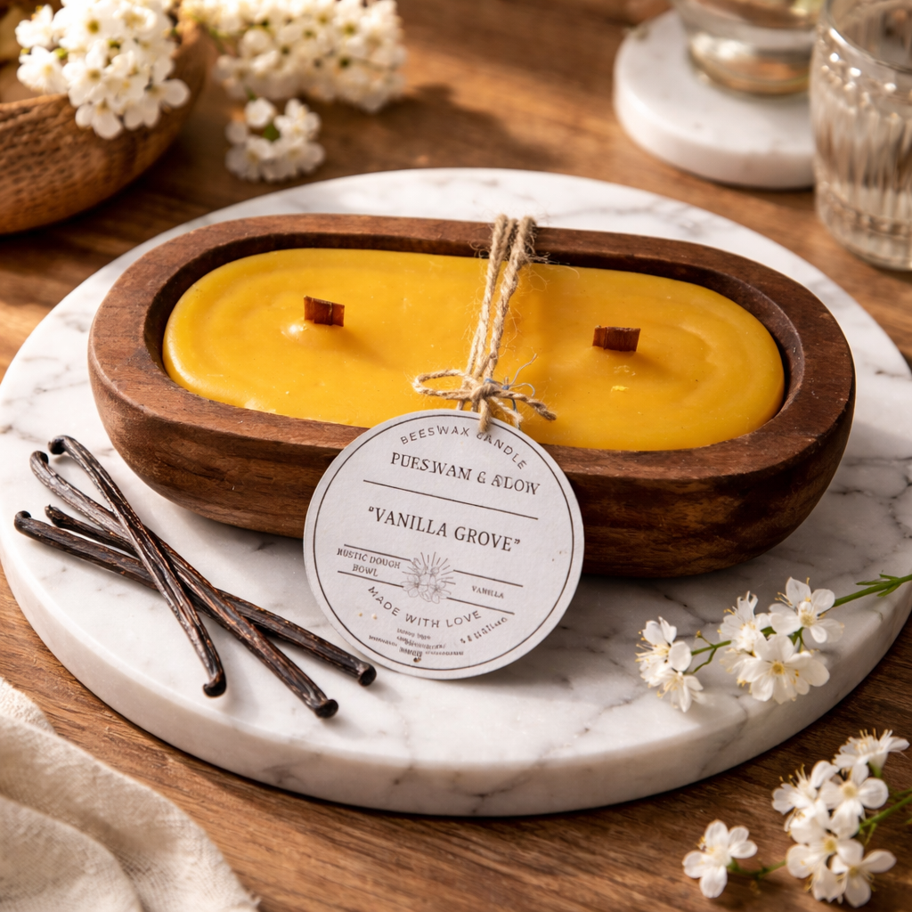 Purely Luminous Whispers Homemade 100% Natural Candles - Beeswax Candle -Vanilla Grove