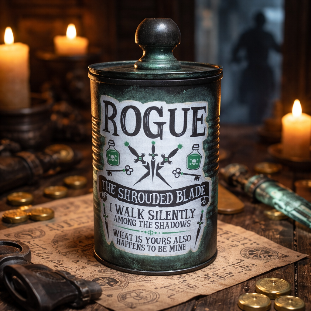 Handmade Gaming Dice Holder - Upcycled Felt-Lined Tin Container  Rogue