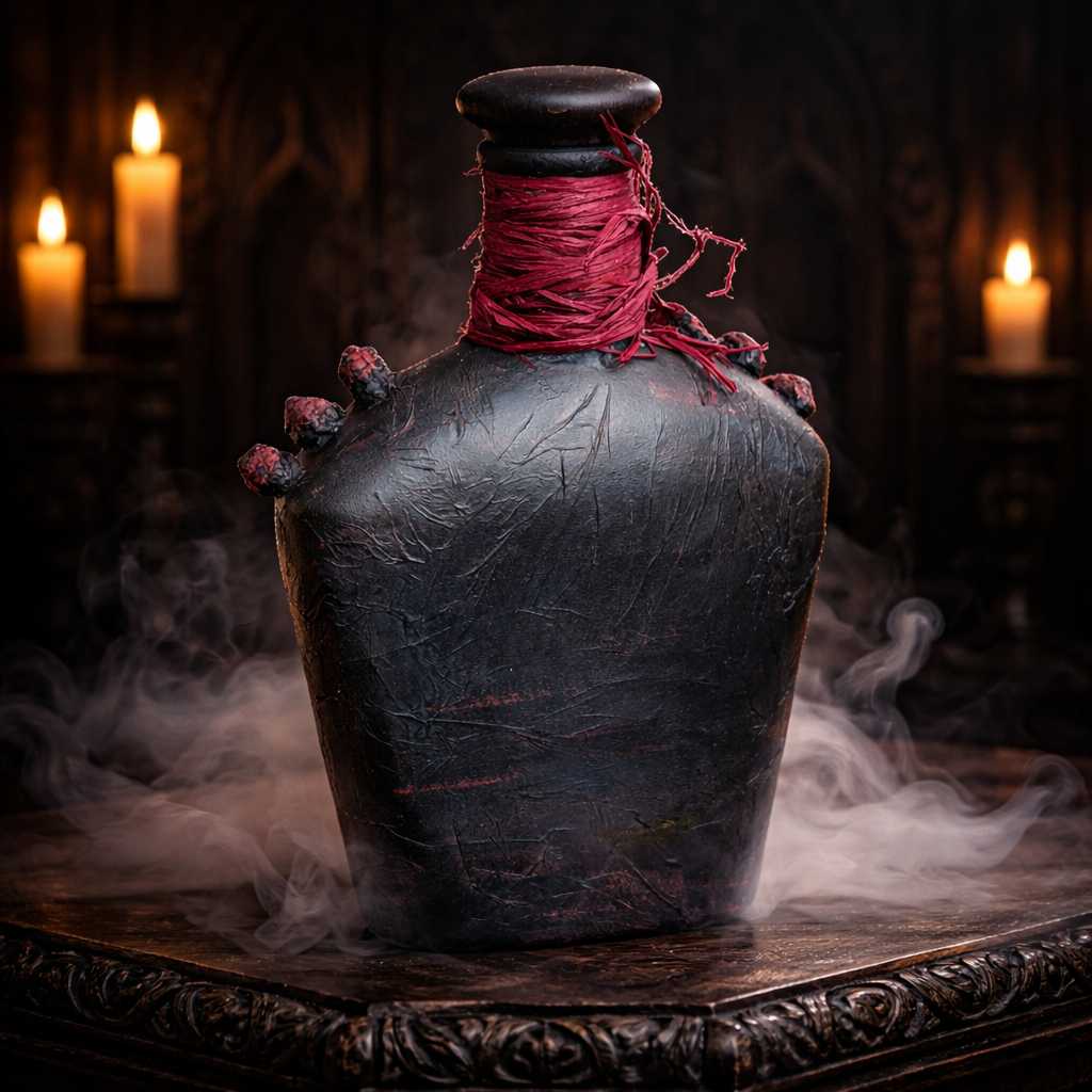 Gothic Red Dragon Bottle - Handmade Upcycled Glass Décor