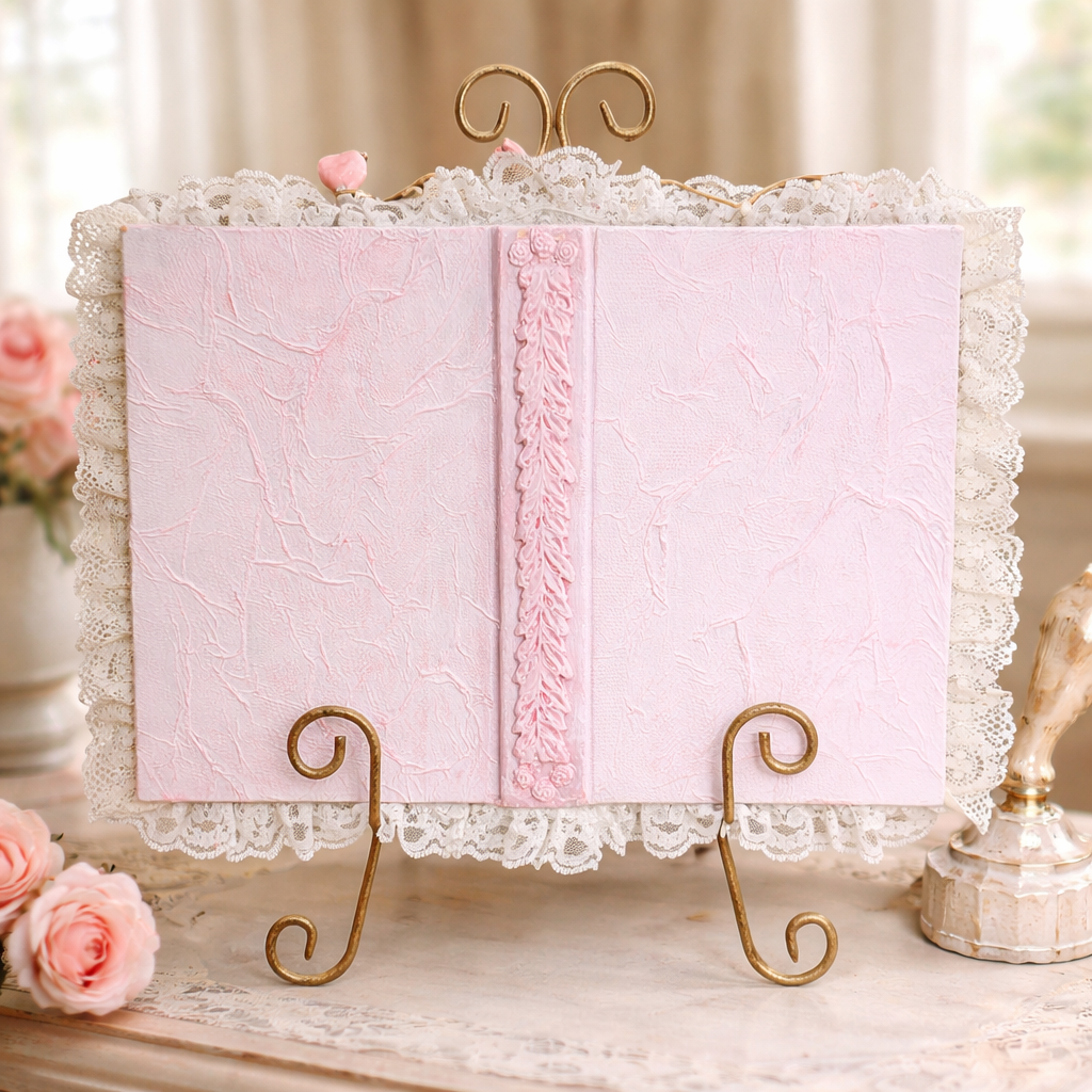 Handmade Valentine Altered Book - Romantic Shabby Chic Decor