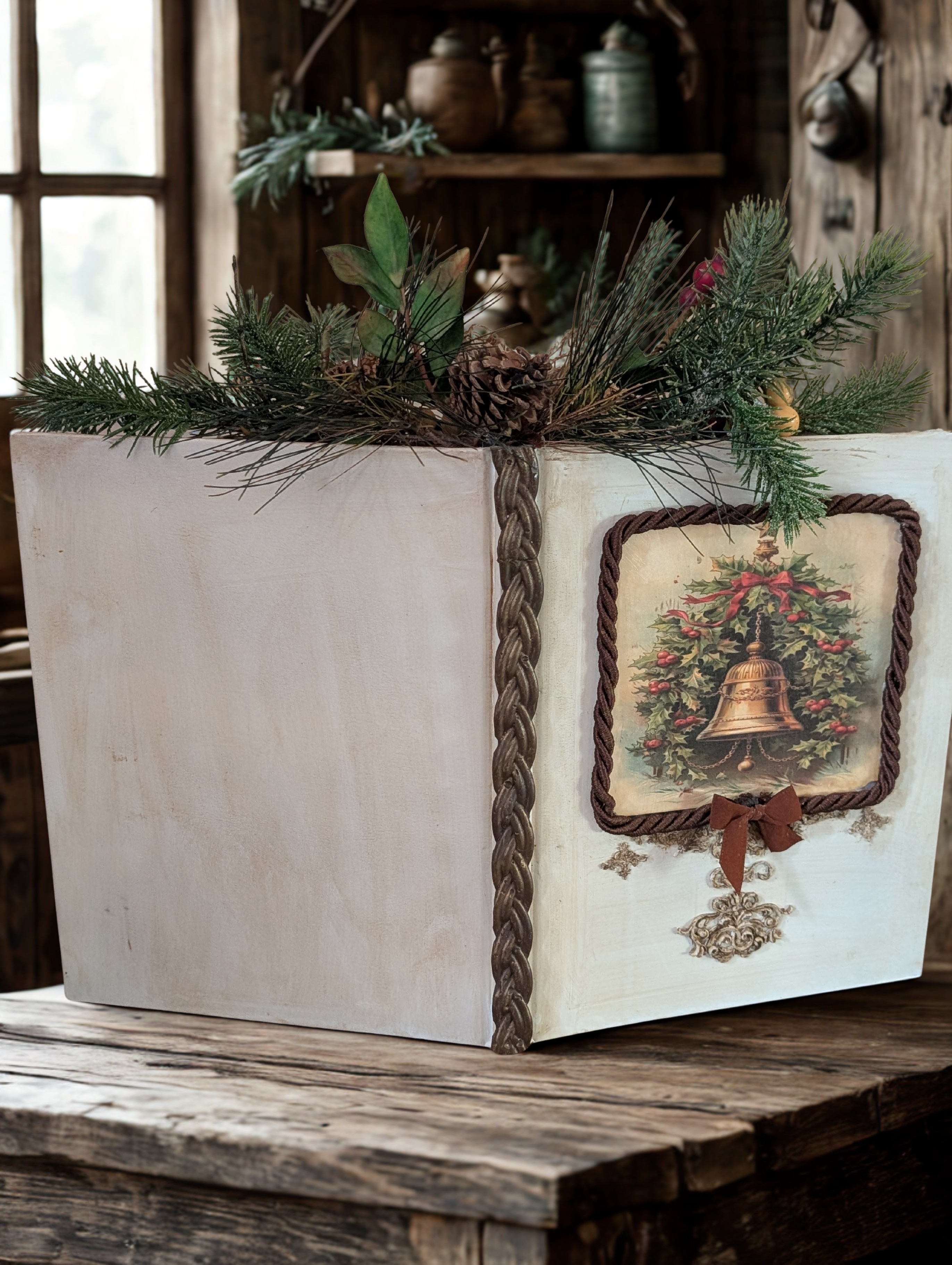 Jolly Old Saint Nicholas Altered Book Decor - Vintage Upcycled Christmas Decoration