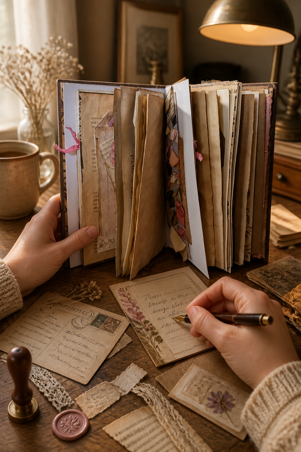 Handmade Vintage Junk Journal | Layered Ephemera, Hand-Stitched Binding