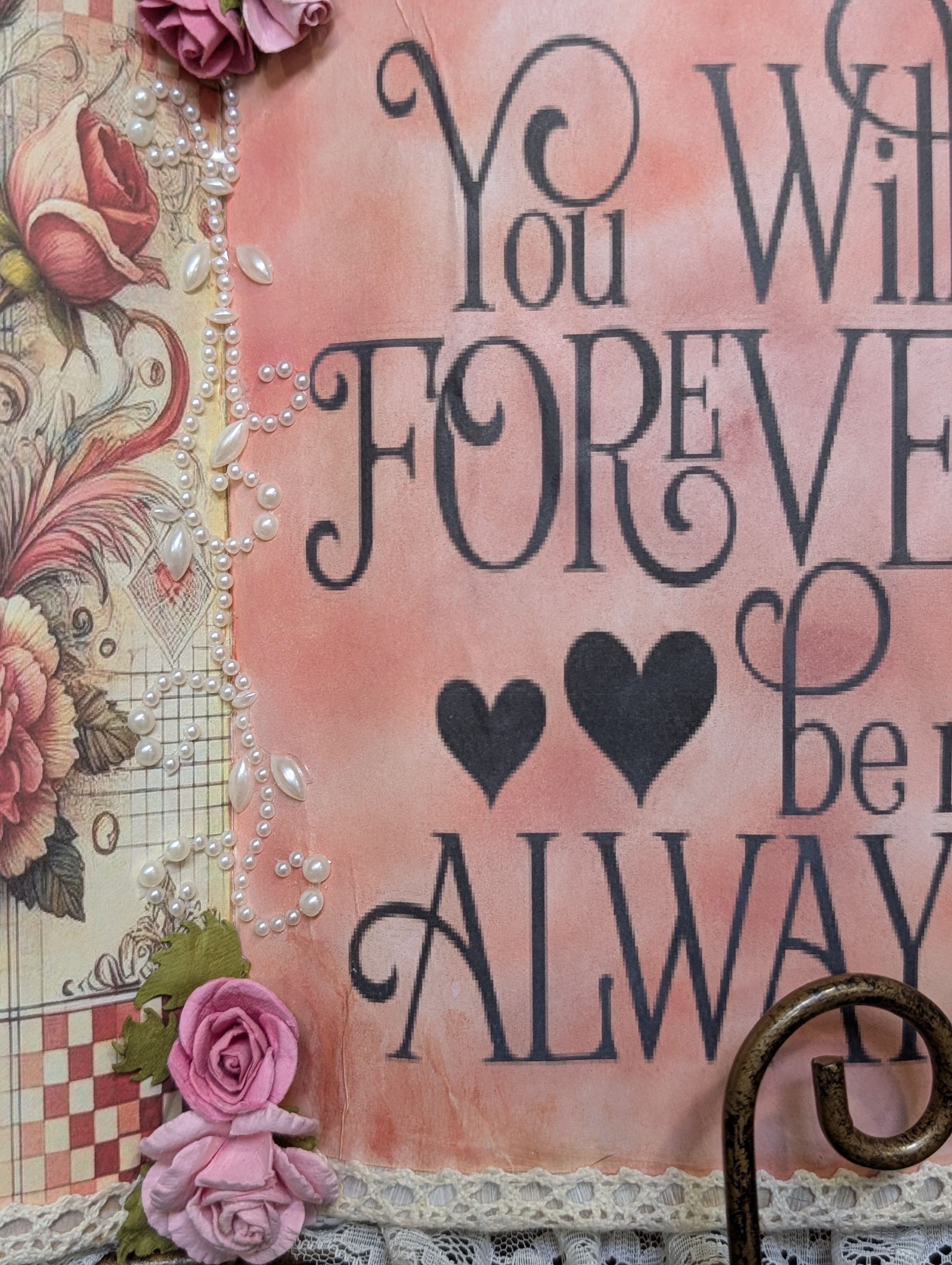 Handmade Valentine Altered Book - Romantic Shabby Chic Decor hearts