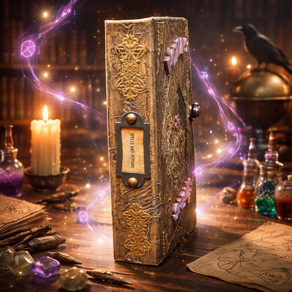 Spells and Potions Altered Book - Raven - Handmade Decor