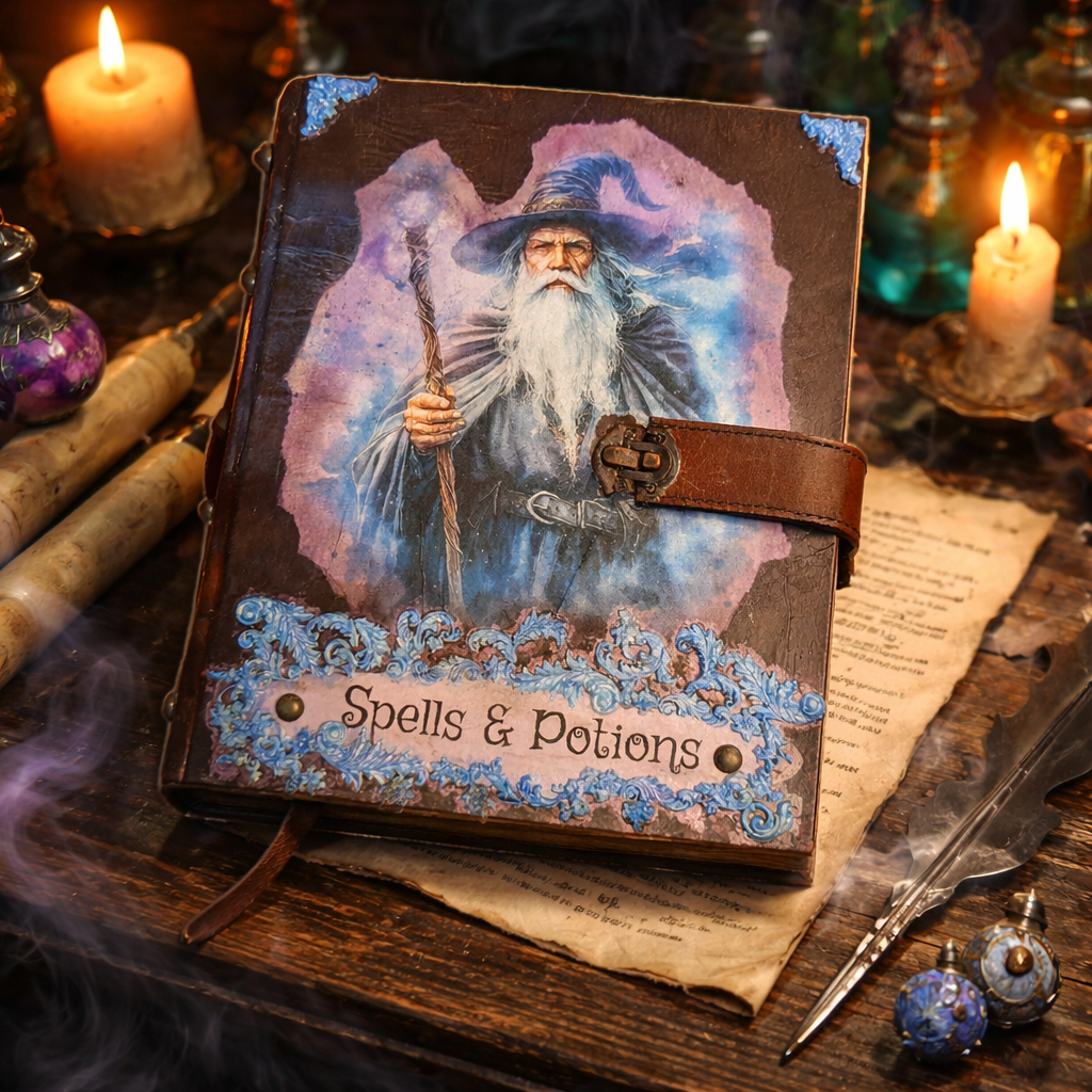 Spells and Potions Altered Book - Handmade Wizard Decor