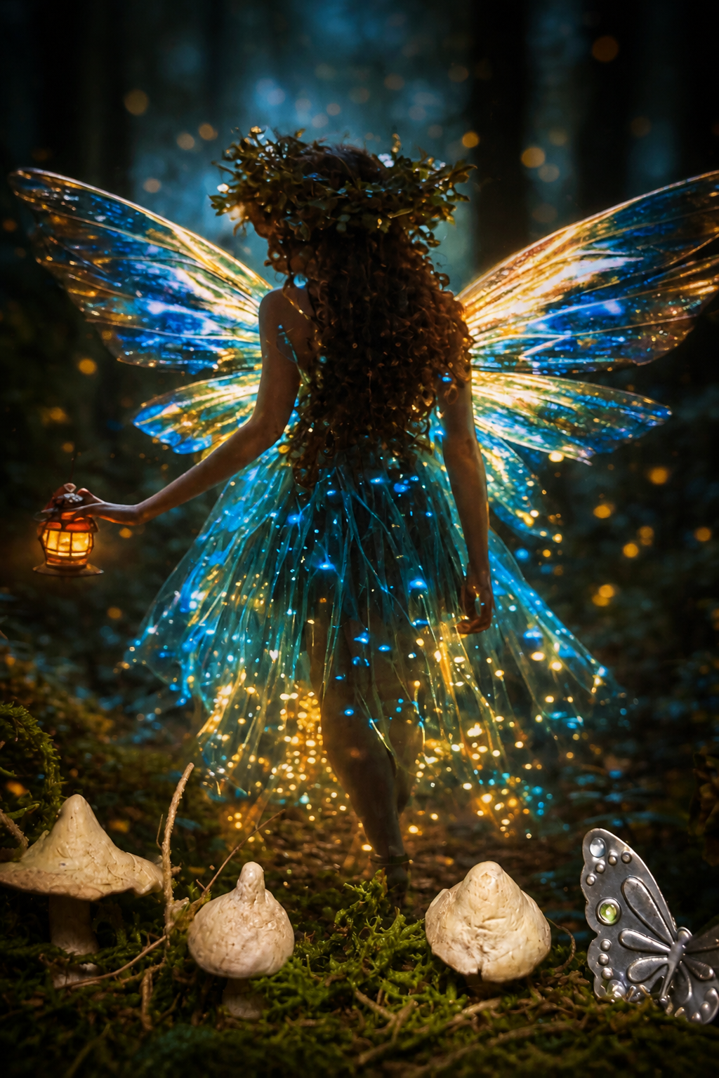 Fairy Shadow Box with Lights – Handmade Whimsical Decor (5.5" x 5.5")