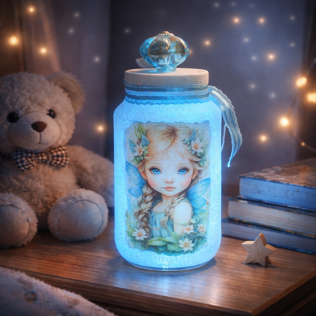 Fairy Jar Blue with Fairy Lights