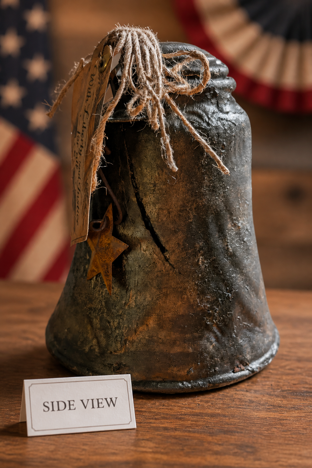 Americana Bell – Upcycled Glass Globe Faux Metal Bell Decor