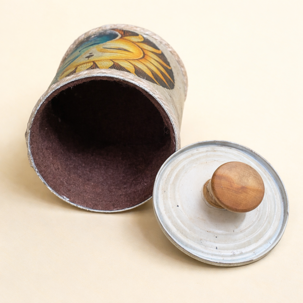 Handmade Gaming Dice Holder - Upcycled Felt-Lined Tin Container  Moon/Stars butterfly