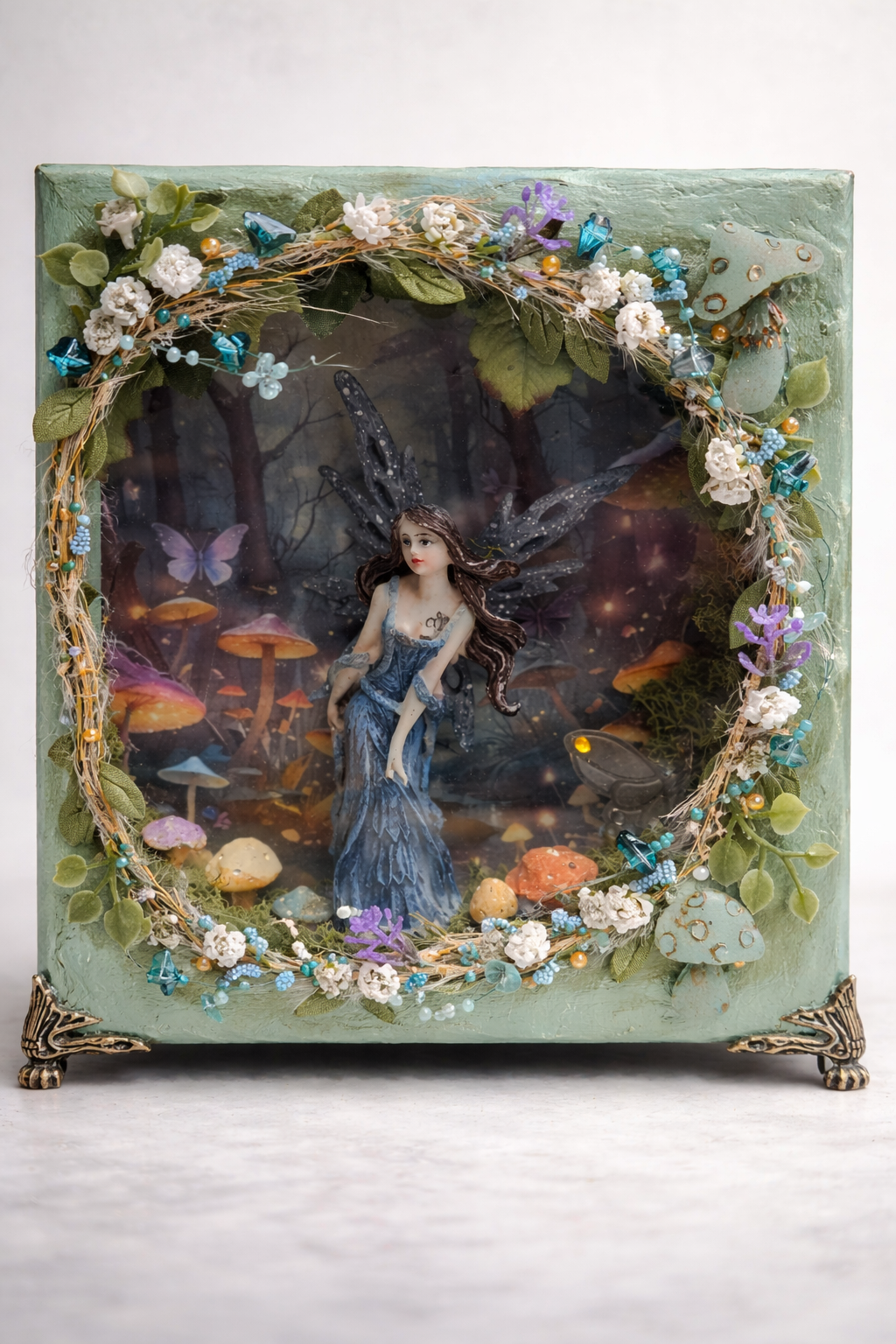 Handmade Fairy Diorama With Fairy Lights – Enchanted Forest Shadow Box Decor