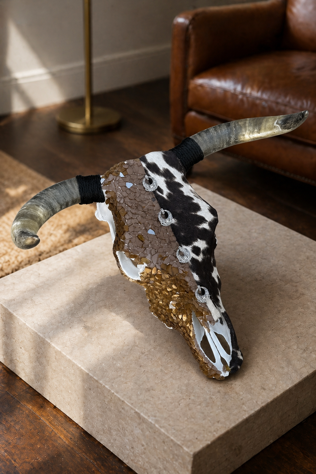 Altered Longhorn Skull — Glass & Hide Statement Wall Art by Taryn’s Creations