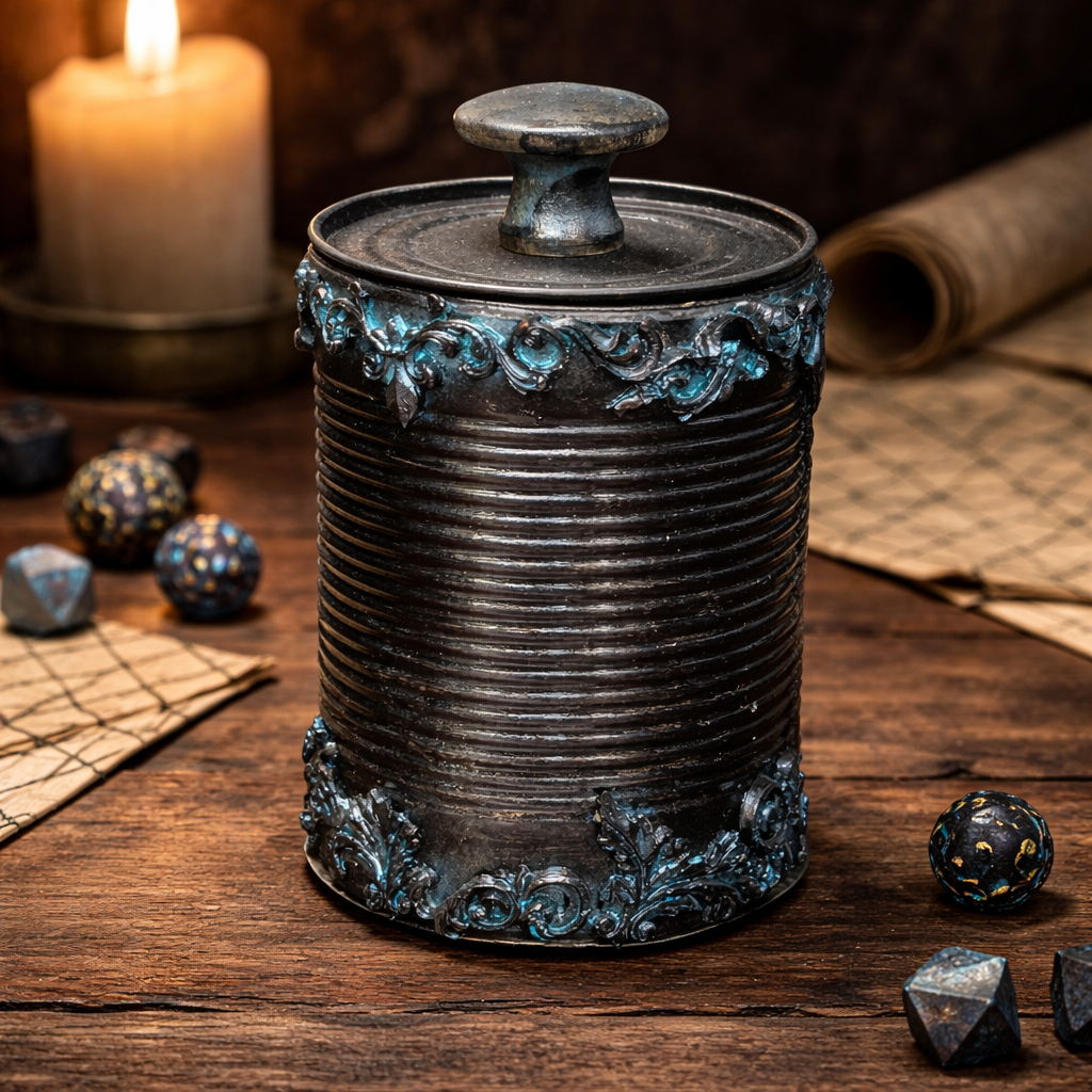 Handmade Gaming Dice Holder - Upcycled Felt-Lined Tin Container  Dice giveth