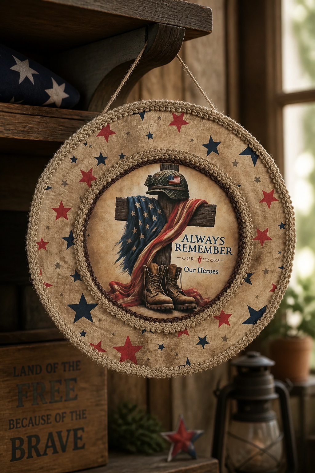 Hand-Decorated Memorial Day Wood Plaque | Patriotic Wall Decor | Fallen Heroes Tribute