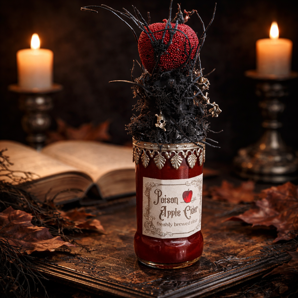 Halloween Potion Bottle - Poison Apple Cider with Colored Water - Upcycled
