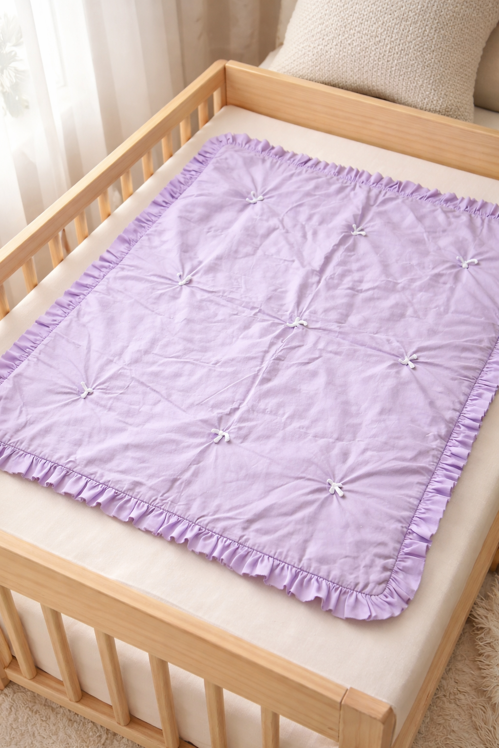 Handmade Baby Quilt - Purple Patchwork Cotton & Minky Blanket