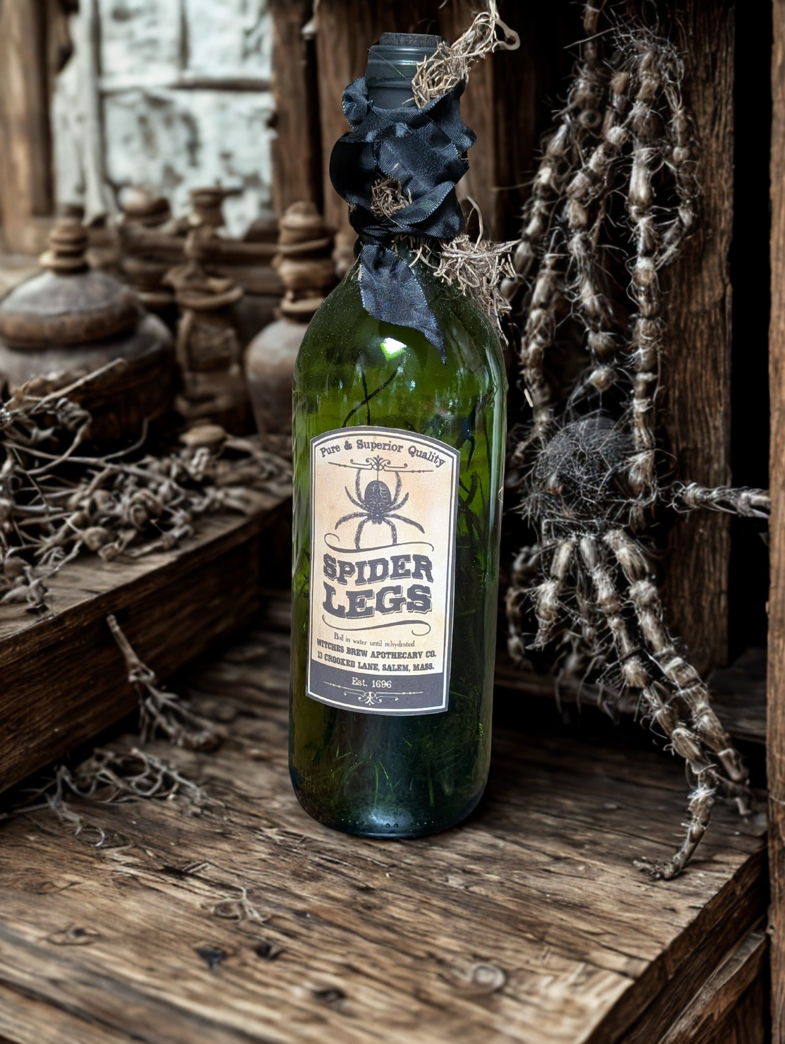 Halloween Potion Bottle - Extract of Poison Mushroom - Upcycled Wine Bottle Decor
