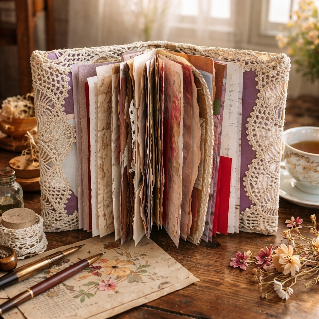 Handmade Valentine Junk Journal - Vintage Romantic Memory Keeper