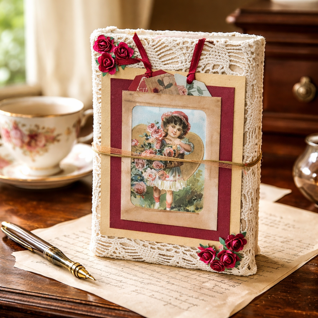 Handmade Valentine Junk Journal - Vintage Romantic Memory Keeper